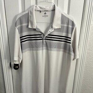 Adidas White Golf Shirt with Stripes